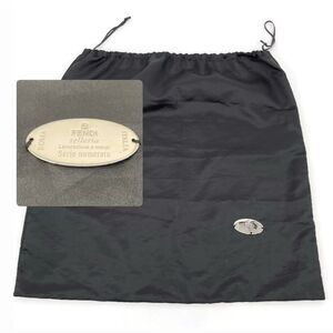 FENDI Large Drawstring Dustbag Black Metal Emblem‎ 23x23